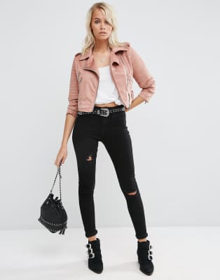 asos pink biker jacket