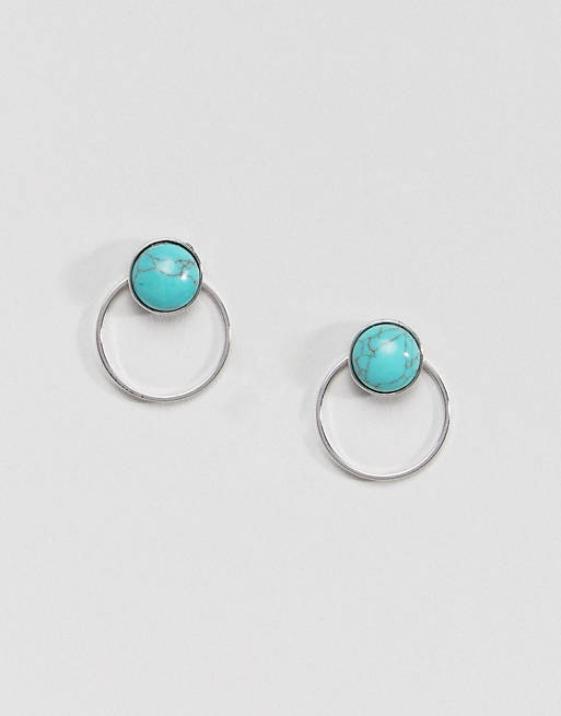 Faux Stone Turquoise Arch Earrings