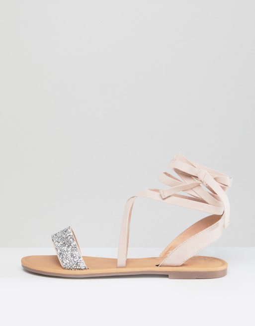 Asos design wide fit deals fi embellished flat sandals