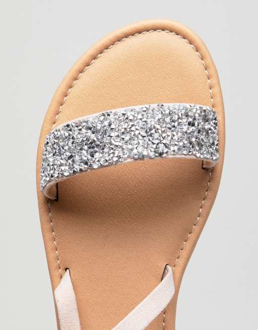 Asos design wide fit best sale fi embellished flat sandals