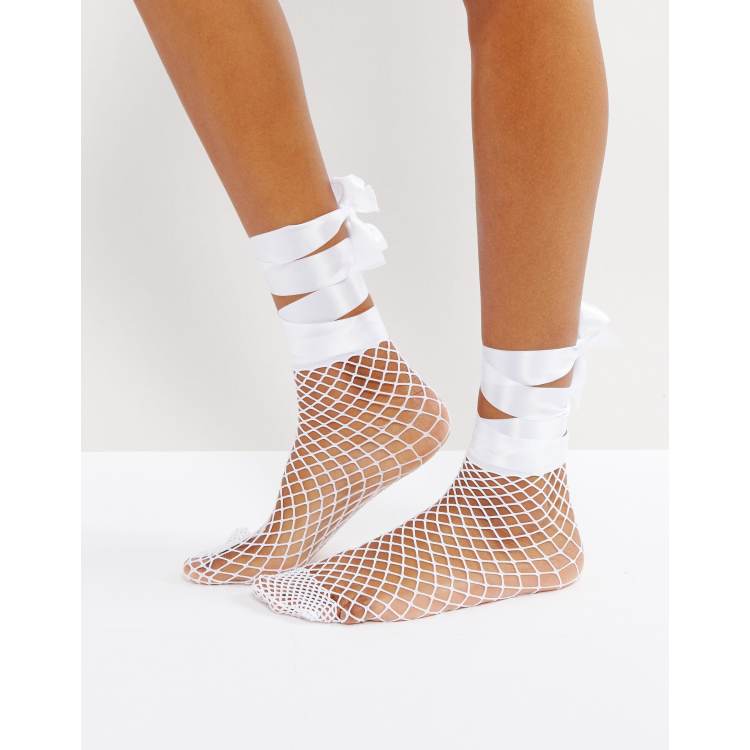 ASOS Fishnet Bow Strap Ankle Socks