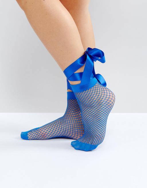 Fishnet ankle 2025 socks with bow