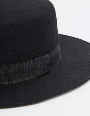 black flat top hat