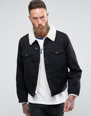 black sherpa lined jean jacket