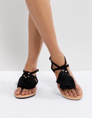 ASOS FLISSY Tassel Flat Sandals | ASOS