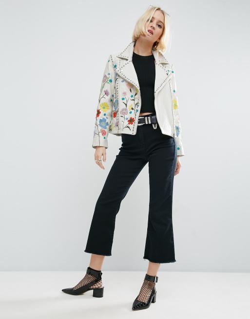 Asos embroidered sale leather jacket