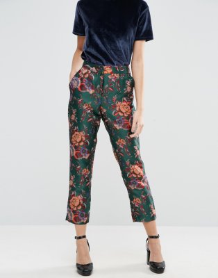 floral cigarette pants