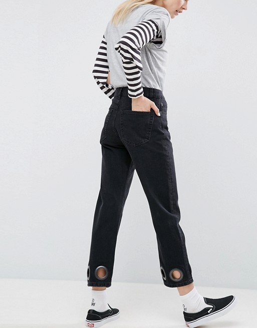 ASOS FLORENCE Authentic Straight Leg Jeans in Washed Black with ...