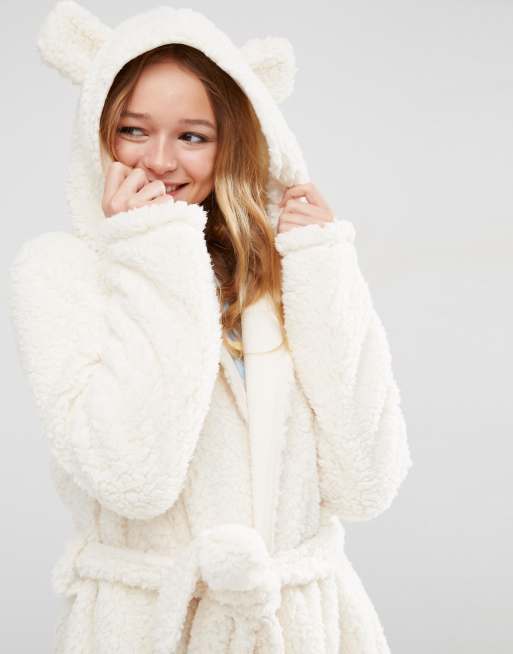 Dressing gown with hood best sale and ears