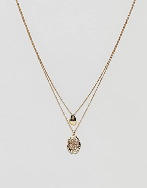 ASOS Fluid Shape and Coin Multirow Necklace