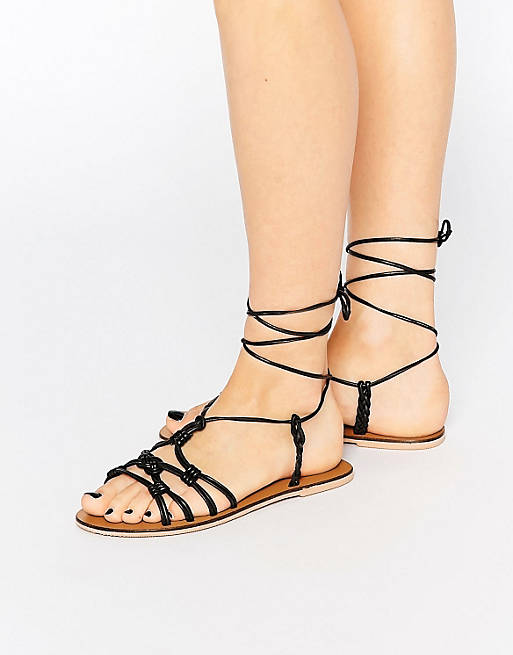 ASOS FRILL Leather Knotted Tie Leg Sandals