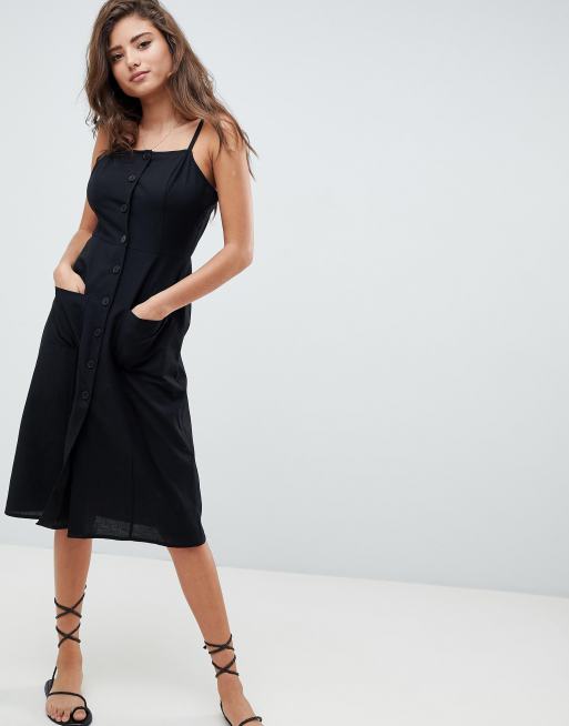 ASOS FULLER BUST Linen Button Through Sundress Mini Dress