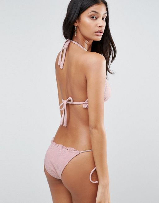 ASOS FULLER BUST Textured Frill Supportive Triangle Bikini Top DD-F