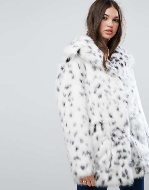 ASOS fuskpälsjacka med snöleopard