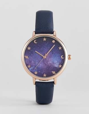 ASOS Galaxy Print Watch-Navy