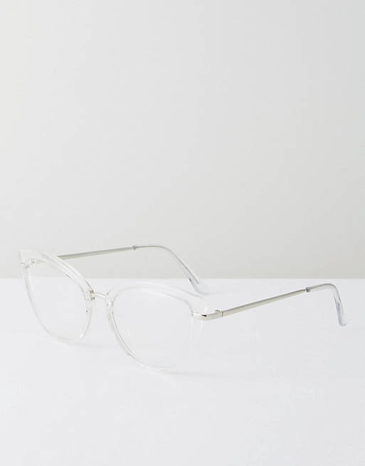 ASOS Geeky Clear Lens Clear Frame Cat Eye Glasses