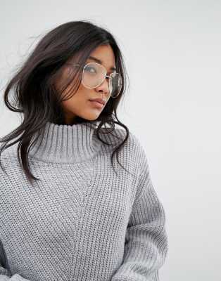 geeky metal frame clear glasses