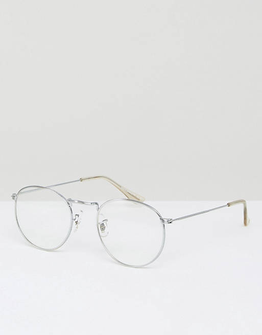 ASOS Geeky Metal Round Clear Lens Glasses