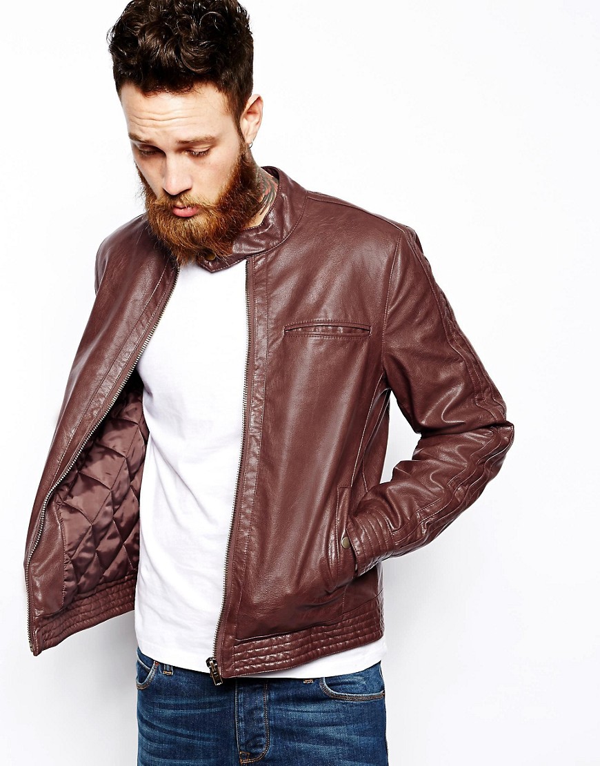 Asos Design - Asos - giacca stile motociclista in pelle sintetica-marrone