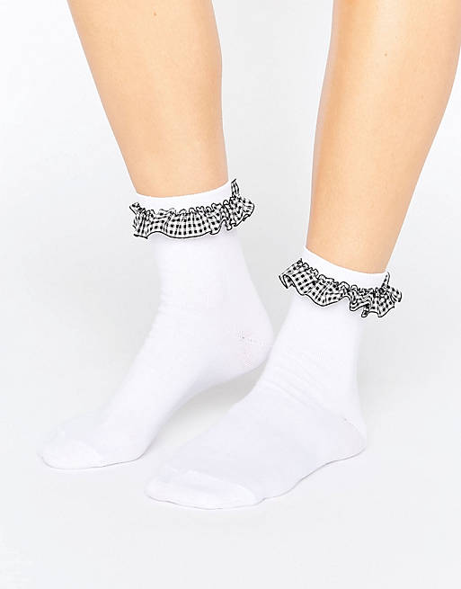 ASOS Gingham Frill Ankle Socks