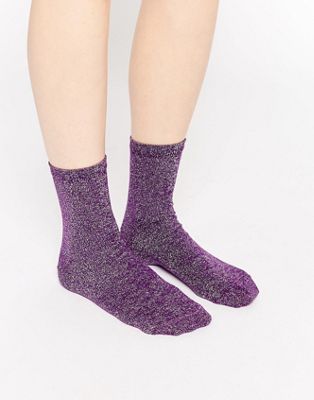 fuzzy winter purple ankle socks women