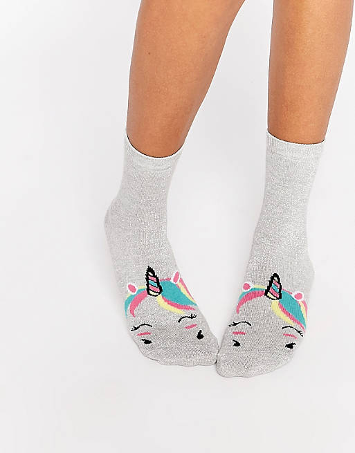 ASOS Glittery Unicorn Face Ankle Socks