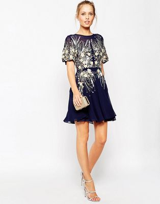 navy and gold dress