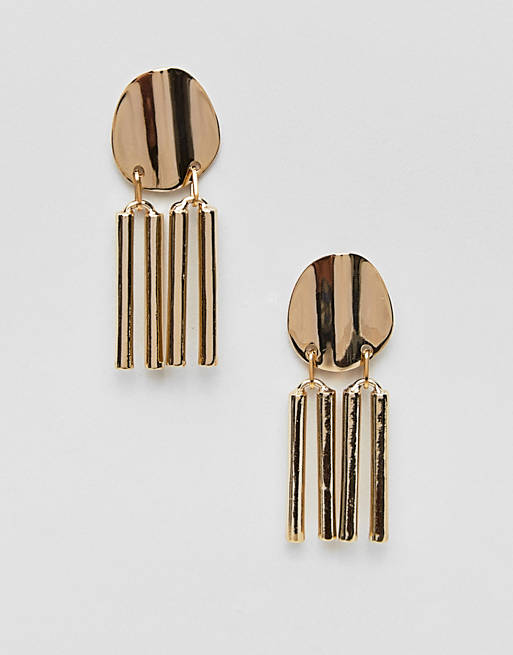 ASOS Gold Plated Disc and Stick Drop Earrings