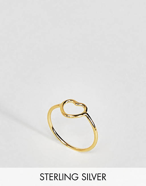 ASOS Gold Plated Sterling Silver Open Heart Pinky Ring
