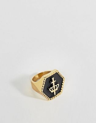 ASOS Gold Sovereign Ring With Crown Design