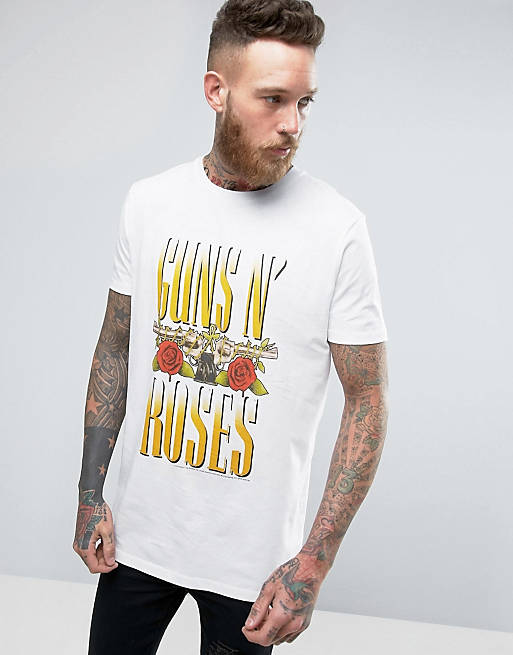 ASOS Guns N Roses Longline Band T-Shirt With Fade Print