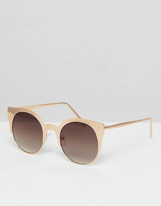 ASOS Half Kitten Cat Eye Metal Sunglasses In Gold