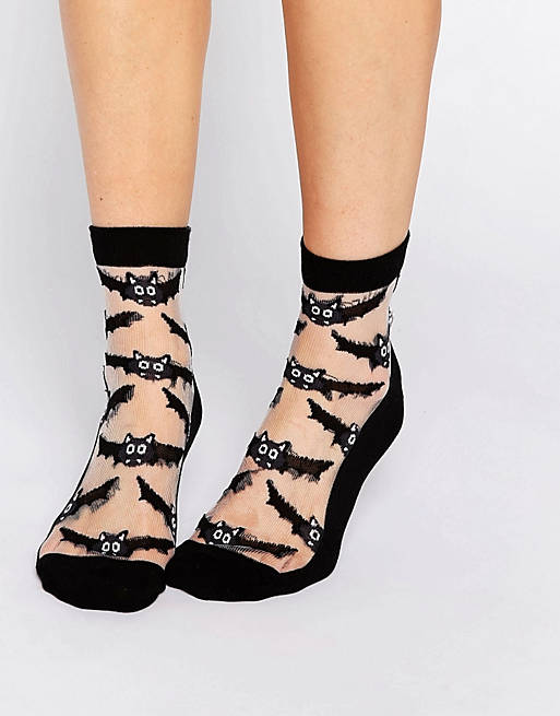 ASOS Halloween Sheer Bat Ankle Socks