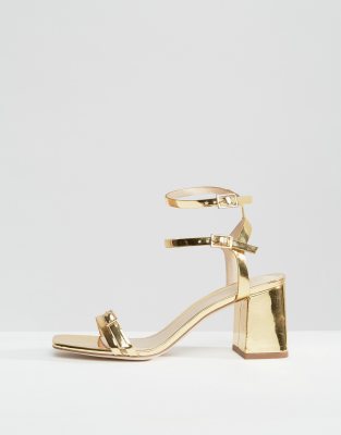 gold block heels asos