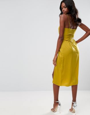 asos yellow satin dress