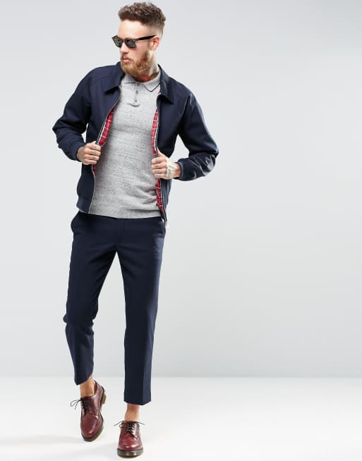 Asos design harrington jacket in outlet navy