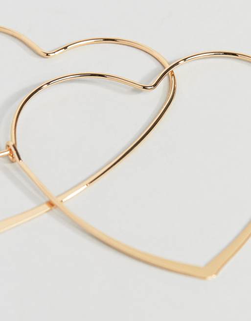 Adorna 14K Yellow Gold 1-1/4 Polished Open Heart Hoop Earrings