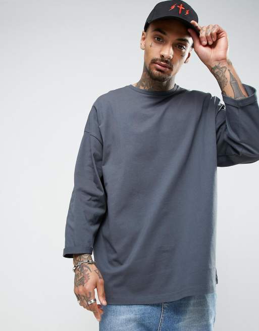 ASOS Oversized Long Sleeve T-shirt With 3/4 Sleeve In Heavyweight