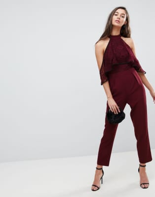 high neck lace jumpsuit