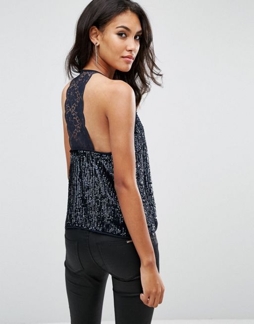 Long Lace High-Neck Cami