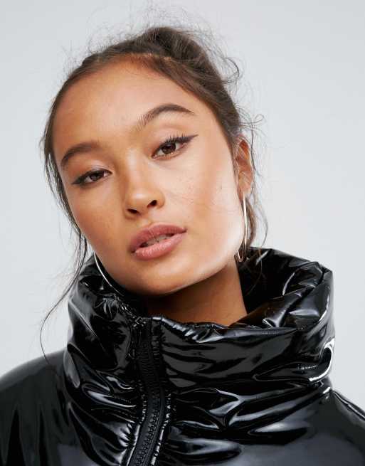 Asos high shine deals patent puffer jacket