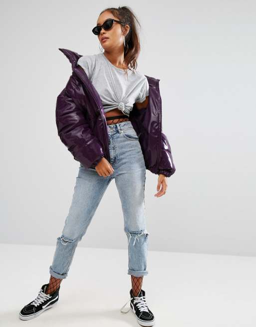 Asos high shine patent puffer clearance jacket