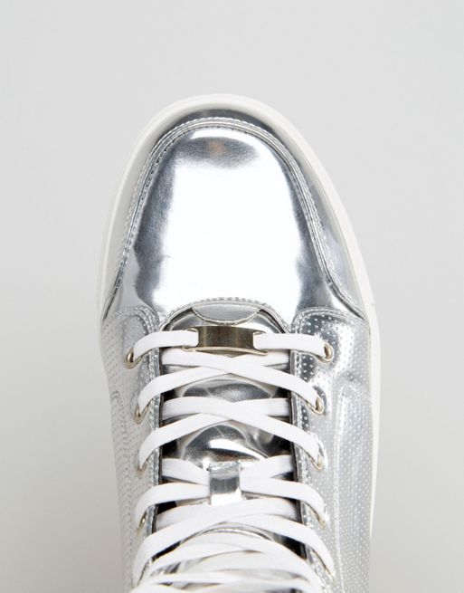 ASOS DESIGN sneakers in metallic silver