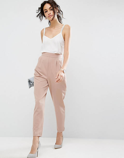 ASOS High Waist Tapered Pants with Elasticated Back