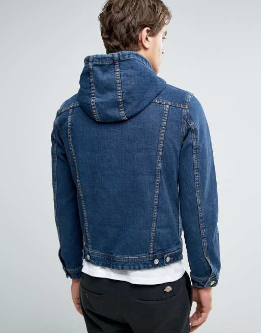 ASOS Hooded Denim Jacket in Mid Wash