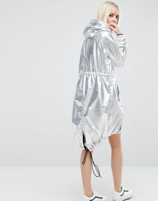 ASOS Imperm able long style festival Argent m tallis