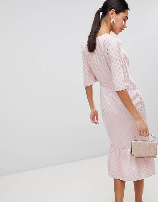 Asos design kimono sleeve sash midi best sale dress in soft jacquard