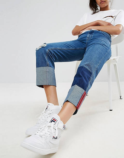 ASOS – Jeans mit breitem Umschlag und Webleiste