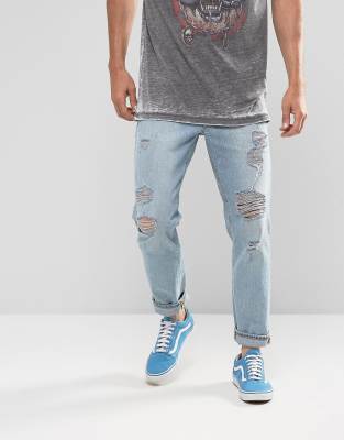 Jeans Uomo Slim Fit Strappati Vita Alta, Elasticizzati, Stile