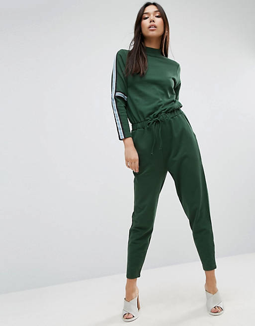ASOS Jersey Sweat Jumpsuit with Tape Detail